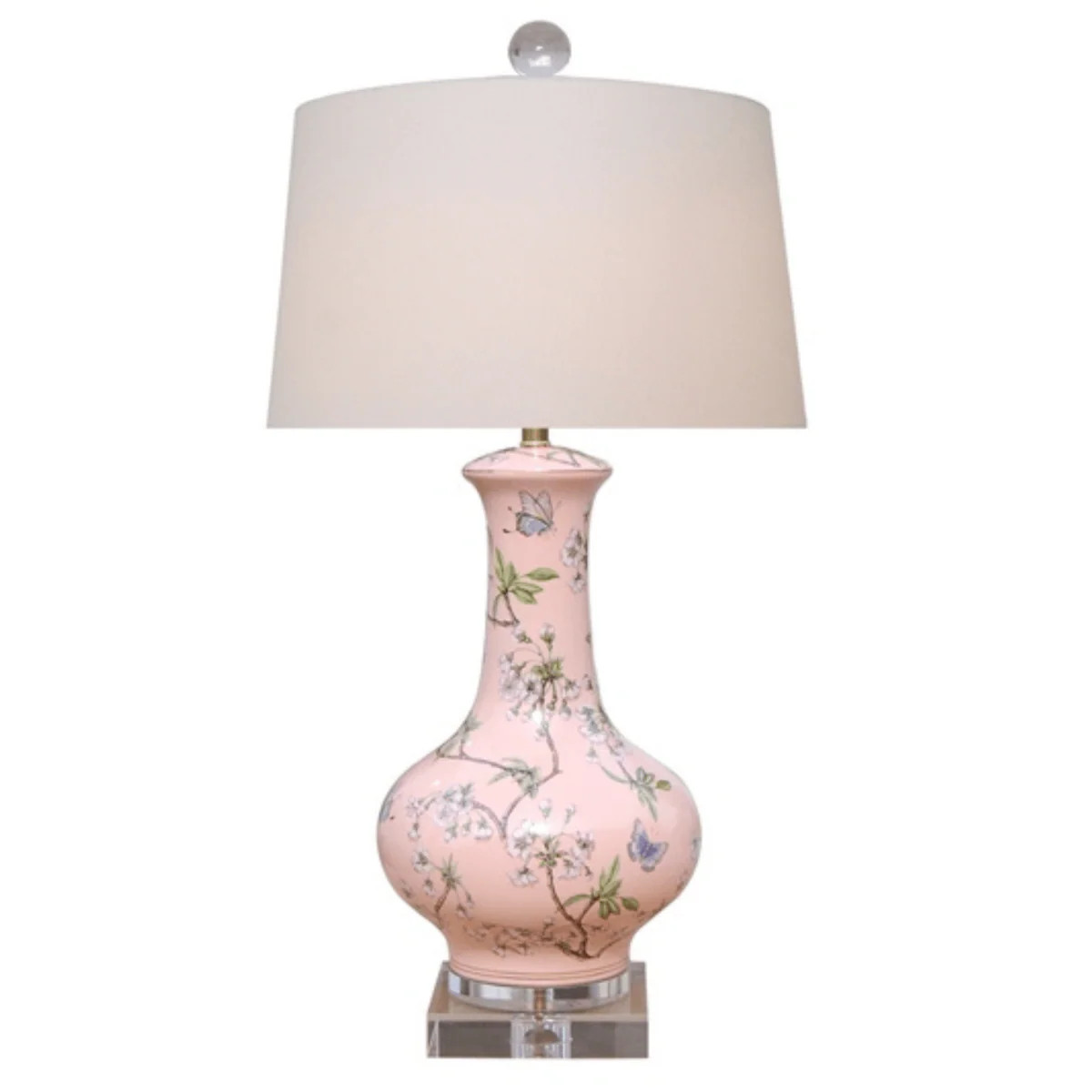 Pink Porcelain Cherry Blossom Vase Lamp | The Well Appointed House, LLC