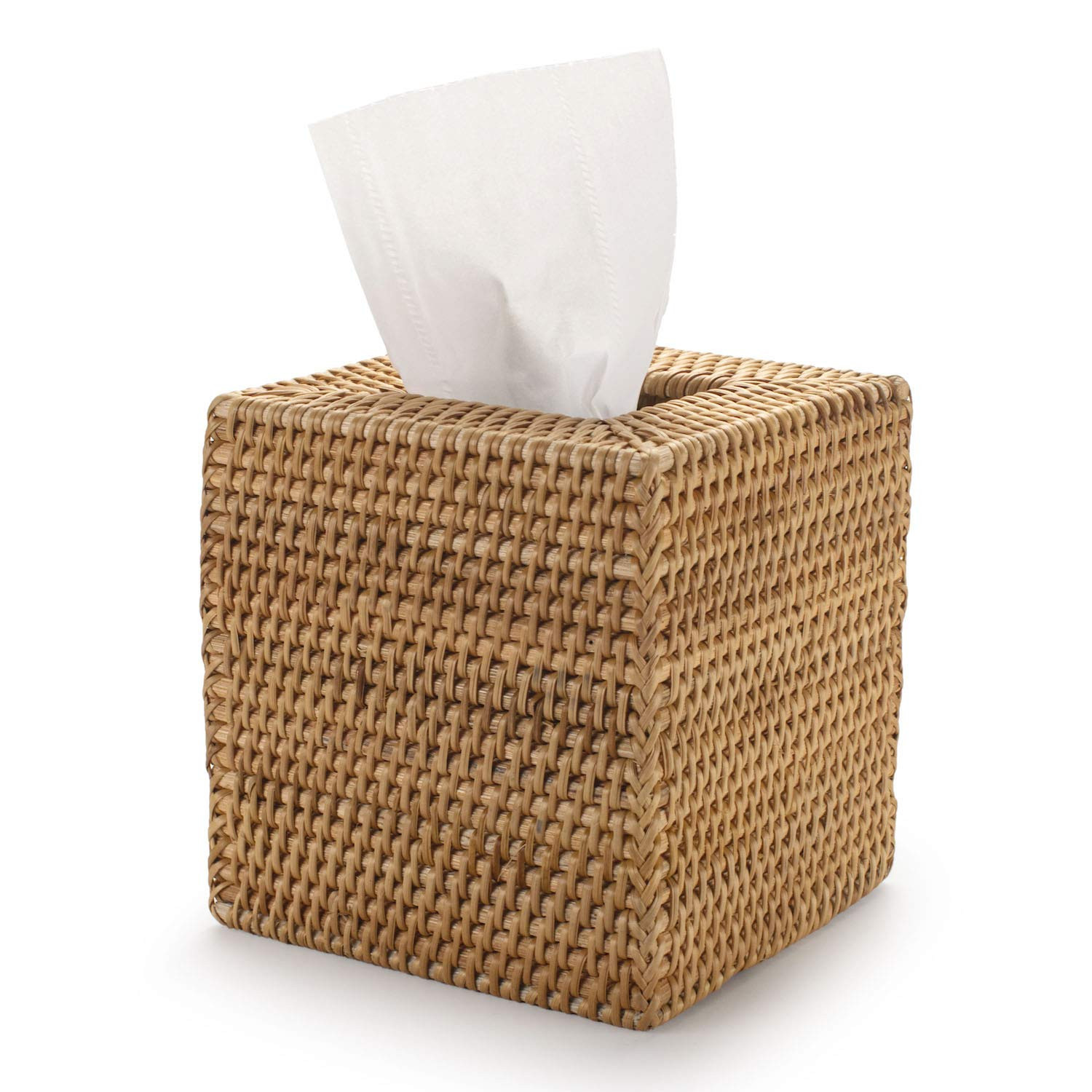Rattan Tissue Box Cover Natural Woven Facial Napkin Holder Square (Natural, 5.5x5.5x5.9 Inch) | Amazon (US)