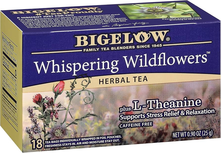 Bigelow Whispering Wildflowers Herbal Tea Plus L-Theanine, Supports Stress Relief & Relaxation, C... | Amazon (US)