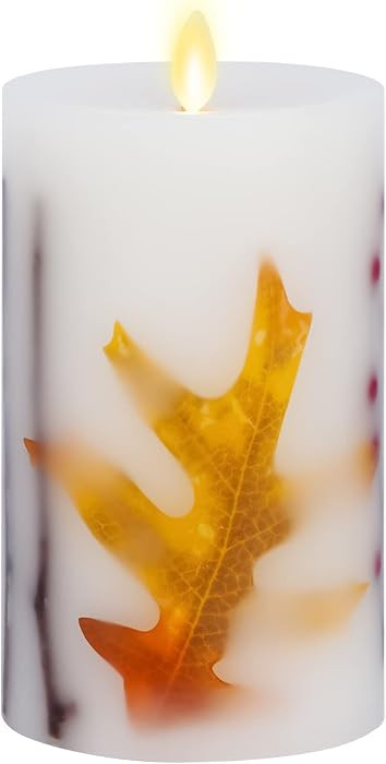 Luminara Embedded Flameless LED Candle - Orange Leaf 3.5" x 6.5" - Moving Flame Pillar, Battery O... | Amazon (US)