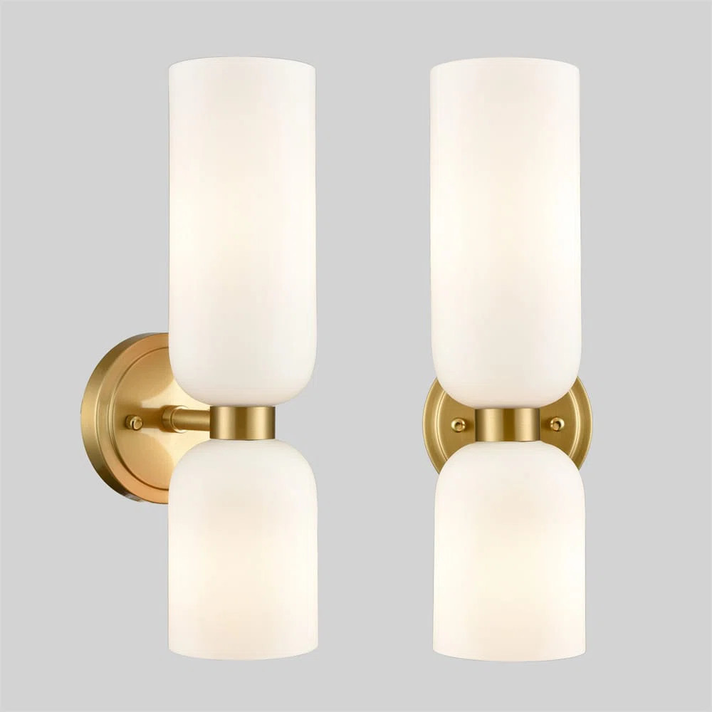 Everly Quinn Modern Gold Wall Sconces Set Of Two 2-Light Wall Light Vanity Light & Reviews | Wayf... | Wayfair North America