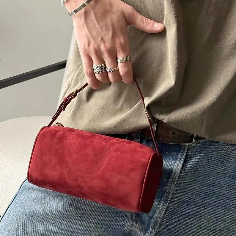 Leather 90s Pouch, Minimal Handbag, Small Top Handle Bag, Mini Tote Bags - Etsy | Etsy (US)