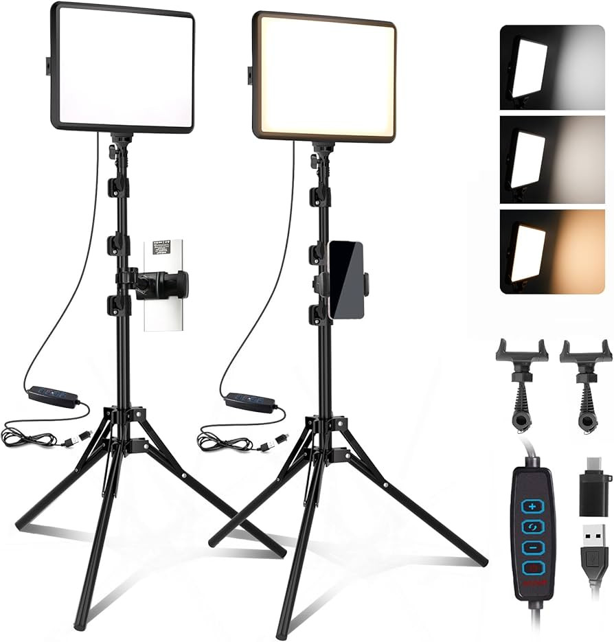 2-Pack LED Video Light Kit, NiceVeedi Studio Light, 2800-6500K Dimmable Photography Lighting Kit ... | Amazon (US)
