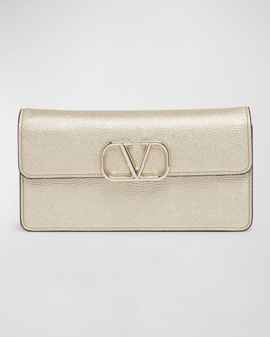 Valentino Garavani VLOGO Signature Metallic Leather Wallet on Chain | Neiman Marcus