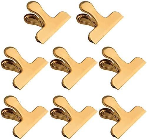 Chip Bag Clips,8 Pack Large Golden Stainless Steel Air Tight Bag Clip Perfect for Kitchen &Office... | Amazon (US)