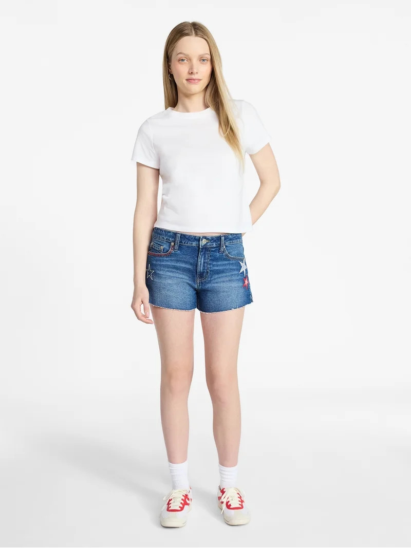 No Boundaries Cotton Tee with Short Sleeves, Women’s XXS-XXL | Walmart (US)