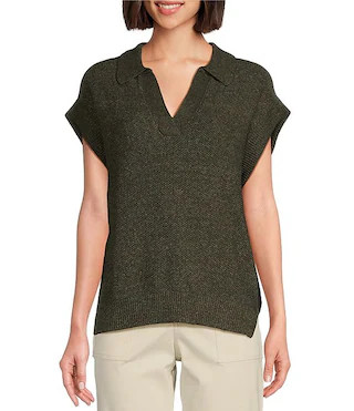 Tommy Bahama Short Sleeve Johnny Collar Linen Top | Dillard's | Dillard's