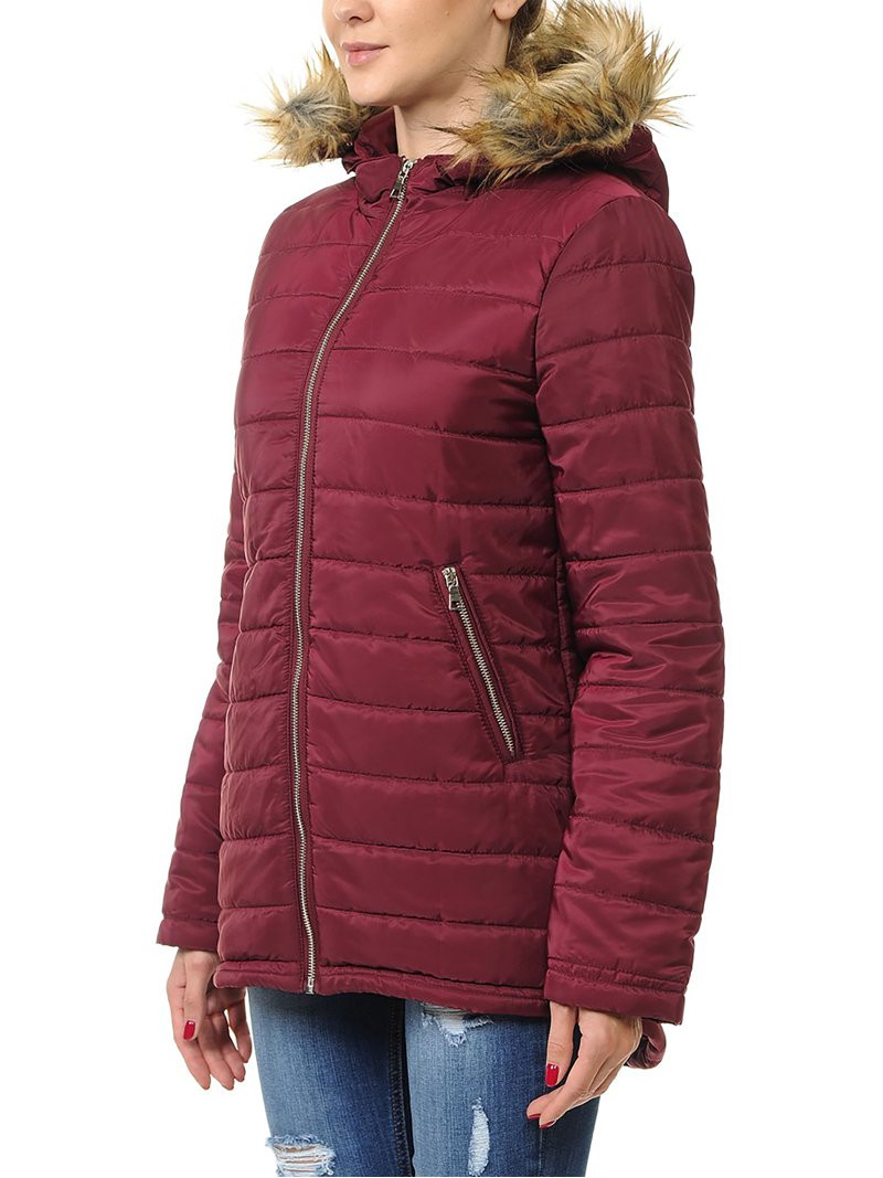 Ma Croix Women's Lightweight Puffer Jacket with Detachable Fur Hood | Walmart (US)