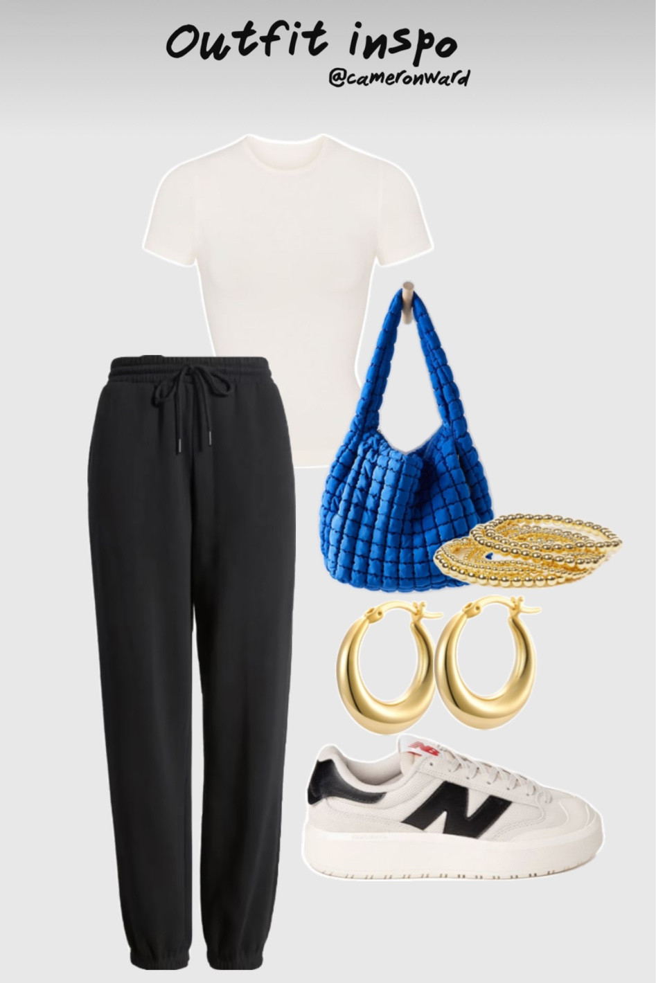 Black sweatpants, white skims shirt, new balance sneakers, quilted bag 

#LTKFindsUnder50 #LTKStyleTip #LTKSeasonal