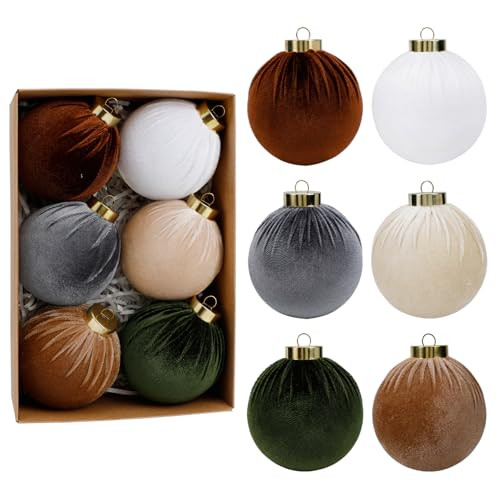SUPREME XMAS 6 Pcs Christmas Tree Ornaments Set, 80mm/3.15in Large Velvet Christmas Ornaments for Christmas Tree Decorations Shatterproof Hanging Flocked Ball Ornaments Holiday Party Indoor Home Decor | Amazon (US)