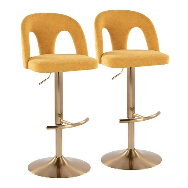 Ava Upholstered Adjustable Barstool - Set of 2 - Yellow | Bed Bath & Beyond