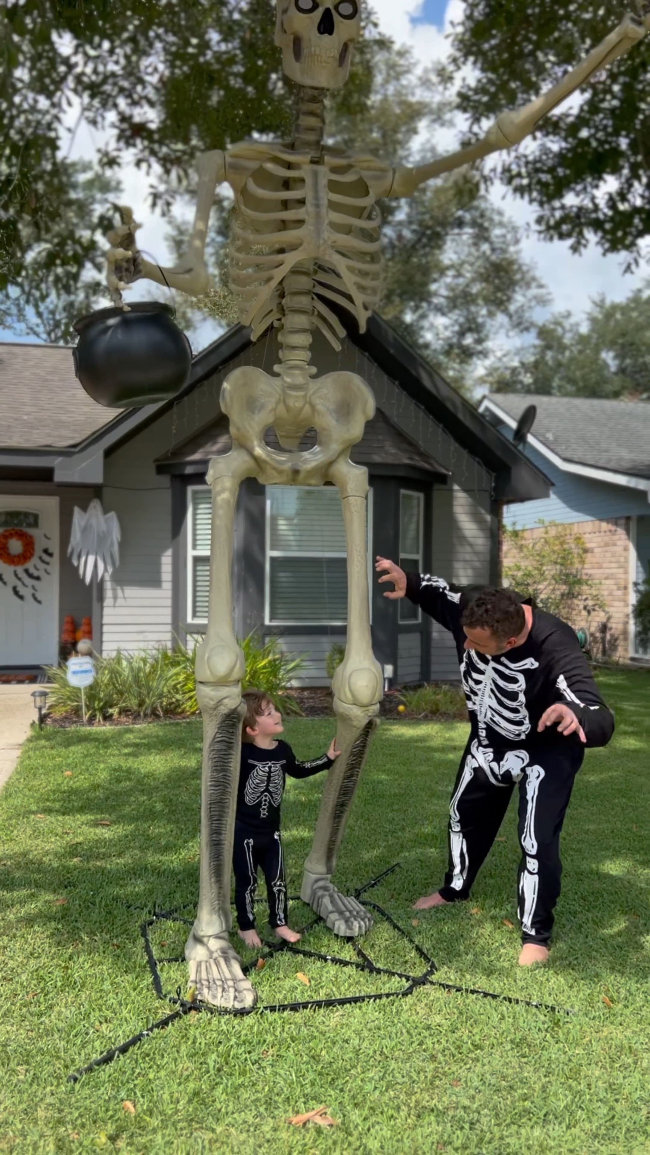 Our 12ft skeleton from Home Depot is up! The assembly was easy and quick. Matching pajamas are from Old Navy. I will link the rest of the decor. Let’s the spooky season begin. Halloween outdoor decor.

#LTKHalloween #LTKstyletip #LTKhome