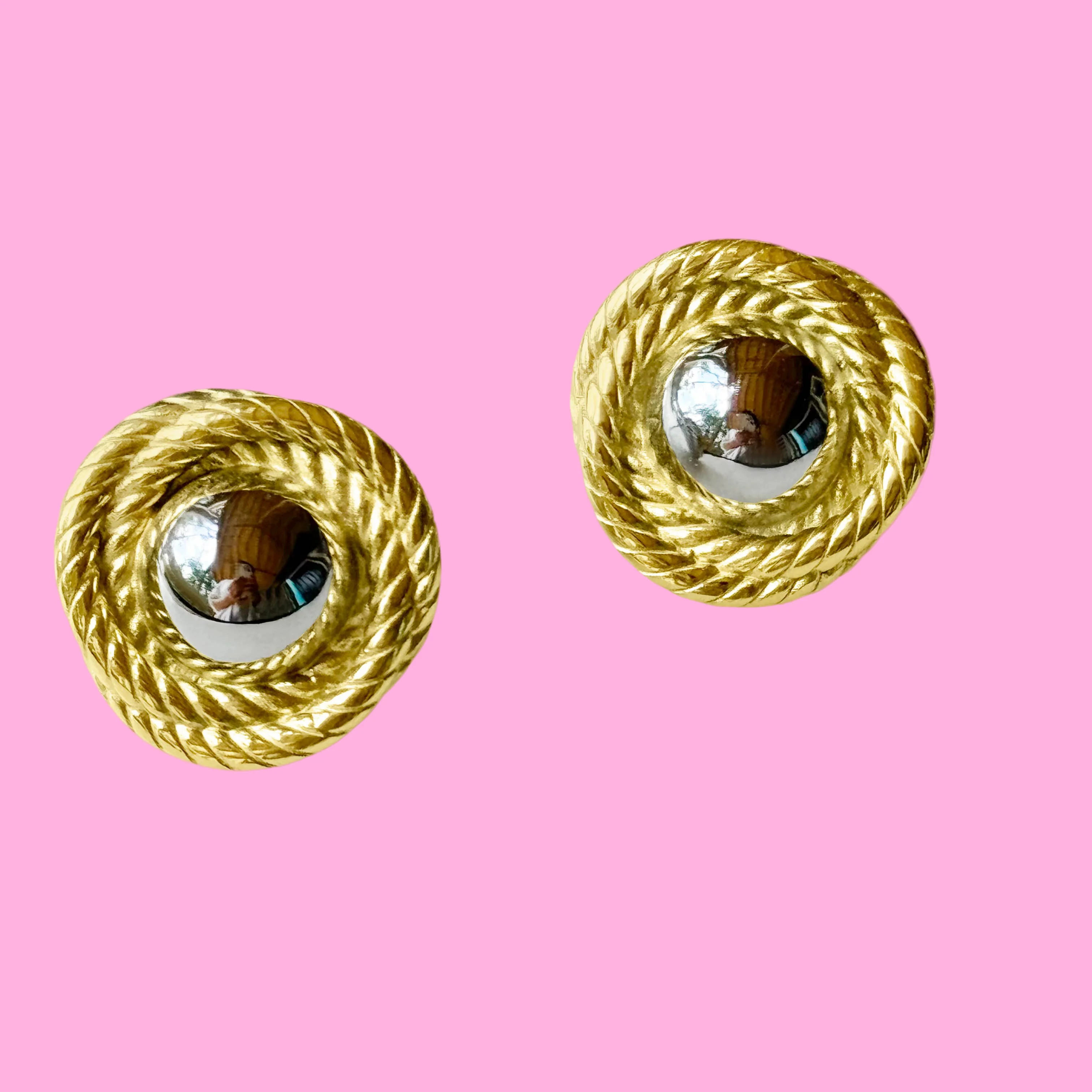 Two Toned Golden Day Stud Earrings | Teggy French