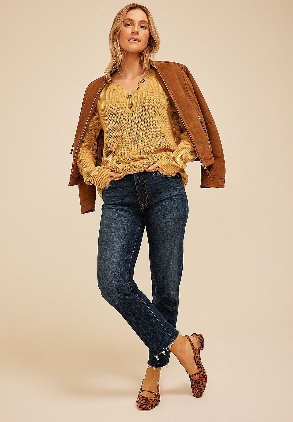 Slouchy Henley Sweater | Maurices