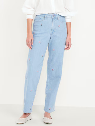 High-Waisted OG Loose Embroidered Jeans | Old Navy | Old Navy (US)