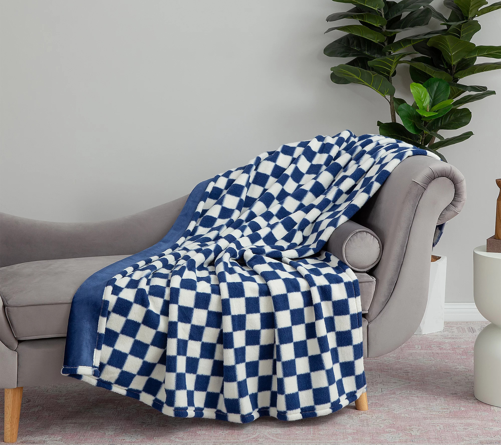 Berkshire Checkered Teddy Plush 60x70 Throw | QVC