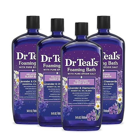 Dr Teal's Foaming Bath with Pure Epsom Salt, Sleep Blend with Melatonin, Lavender & Chamomile Ess... | Amazon (US)
