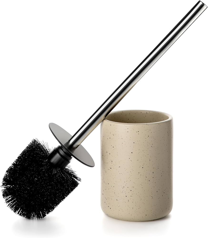 Ceramic Toilet Brush & Holder Set - Freestanding Deep-Cleaning Toilet Bowl Cleaner Brush, Stainle... | Amazon (US)