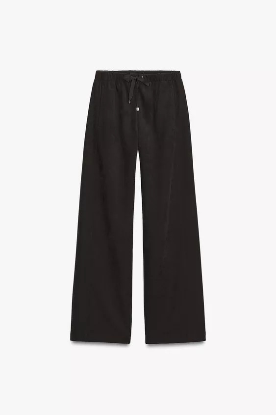 ELASTIC WAIST WIDE LEG PANTS | Zara US