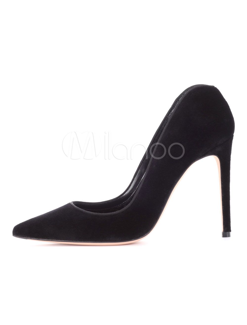 Black High Heels Women's Pointed Toe PU Leather Slip On Pumps | Milanoo