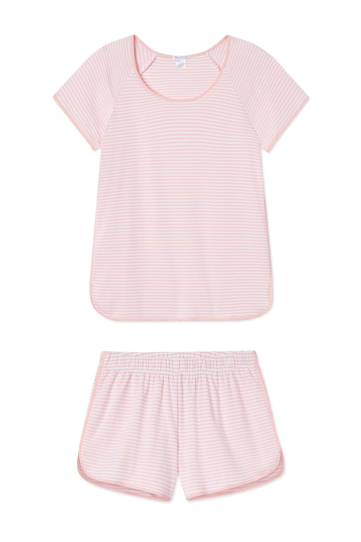Pima Shorts Set in English Rose Stripe | Lake Pajamas