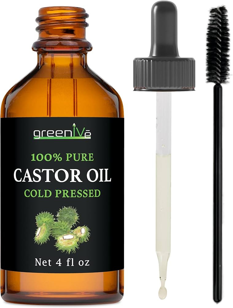 GreenIVe Castor Oil Organically Grown 100% Pure 4oz Glass Bottle Cold Pressed, Hexane Free, Eyela... | Amazon (US)