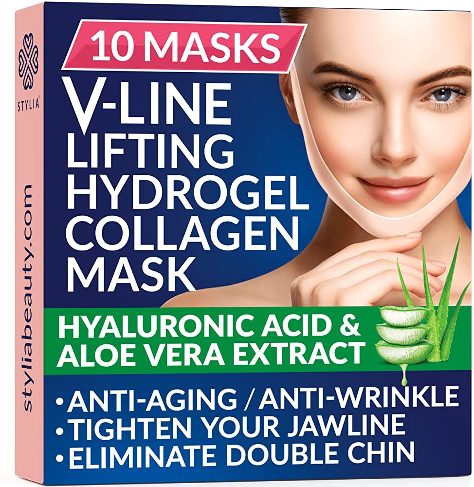 10 Piece V Line Shaping Face Masks - Double Chin Reducer - Lifting Hydrogel Collagen Mask with Al... | Amazon (US)