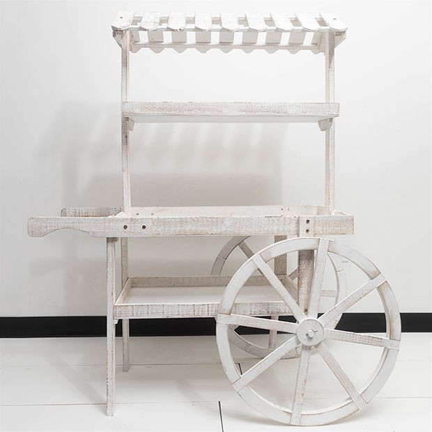 Whitewashed Wooden Market Display Cart | Antique Farm House