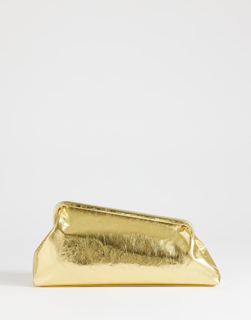 Topshop Anna angular clutch bag in gold | Topshop