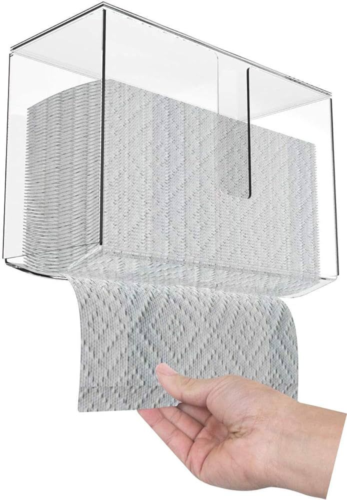 Cq acrylic Wall Mount Paper Towel Dispenser with Lid,Clear Folded Paper Towel Holder for Bathroom... | Amazon (US)