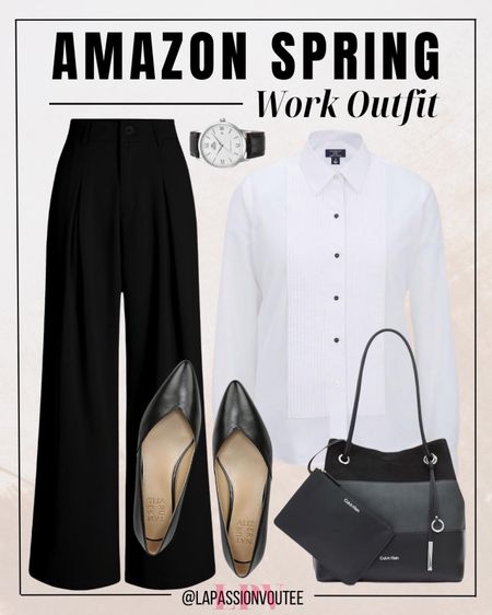 Make a statement this spring with a modern twist on classic elegance! Pair a crisp tuxedo shirt with flowy palazzo pants for effortless sophistication. Accessorize with a sleek watch and carry your essentials in a chic tote bag. Complete the look with comfy slip-on ballet flats for a perfect balance of style and comfort.

#LTKstyletip #LTKSeasonal #LTKworkwear