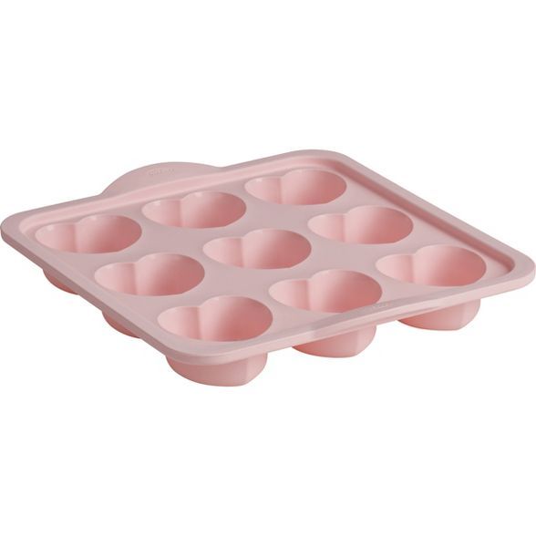 Trudeau 10.9&#34; x 9.9&#34; Silicone Hearts Baking Pan Pink | Target