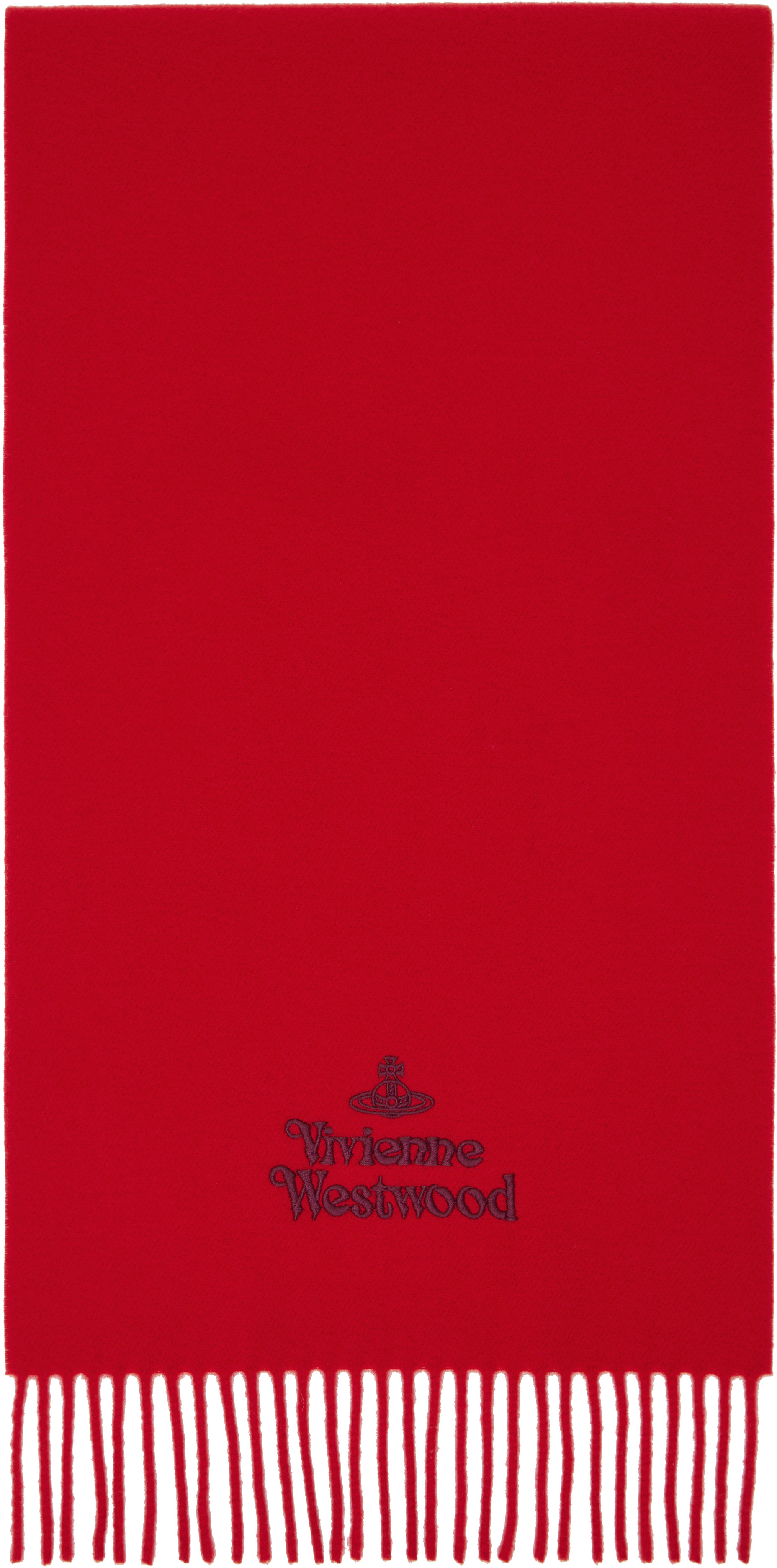 Vivienne Westwood Red Embroidered Scarf | SSENSE