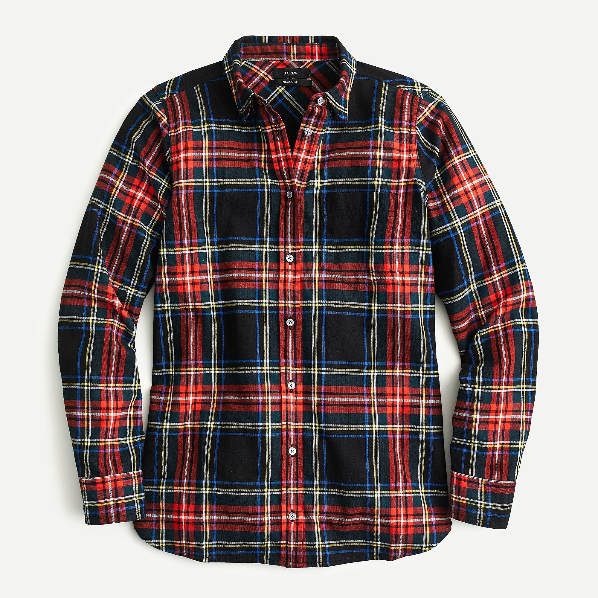 Classic-fit boy shirt in black Stewart tartan flannel | J. Crew US