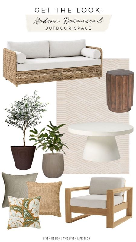 Outdoor patio. Outdoor patio furniture. Wicker patio sofa. Wood club lounge patio chairs with cushions. Outdoor pillows. Outdoor side accent table. Outdoor coffee table. Modern patio. Outdoor planters. Fluted planter. Flower pot. Outdoor neutral geometric rug. 

#LTKhome #LTKSeasonal #LTKsalealert