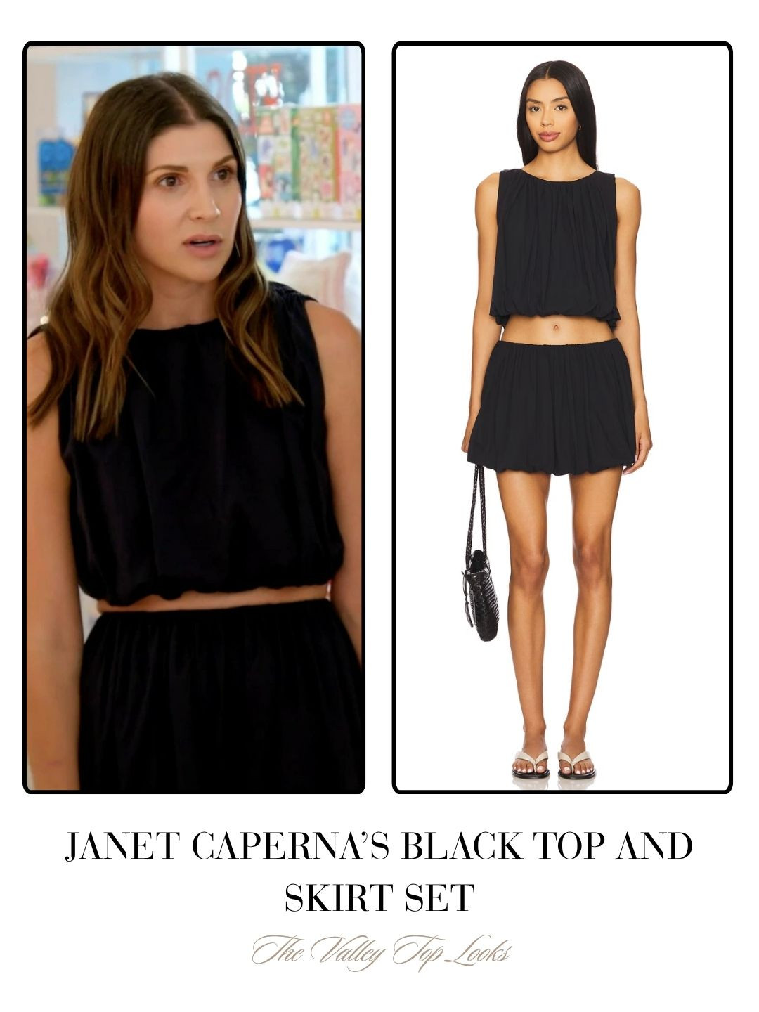 Janet Caperna's Black Bubble Hem Top and Skirt Set on The Valley Season 3 Episode 1  

 