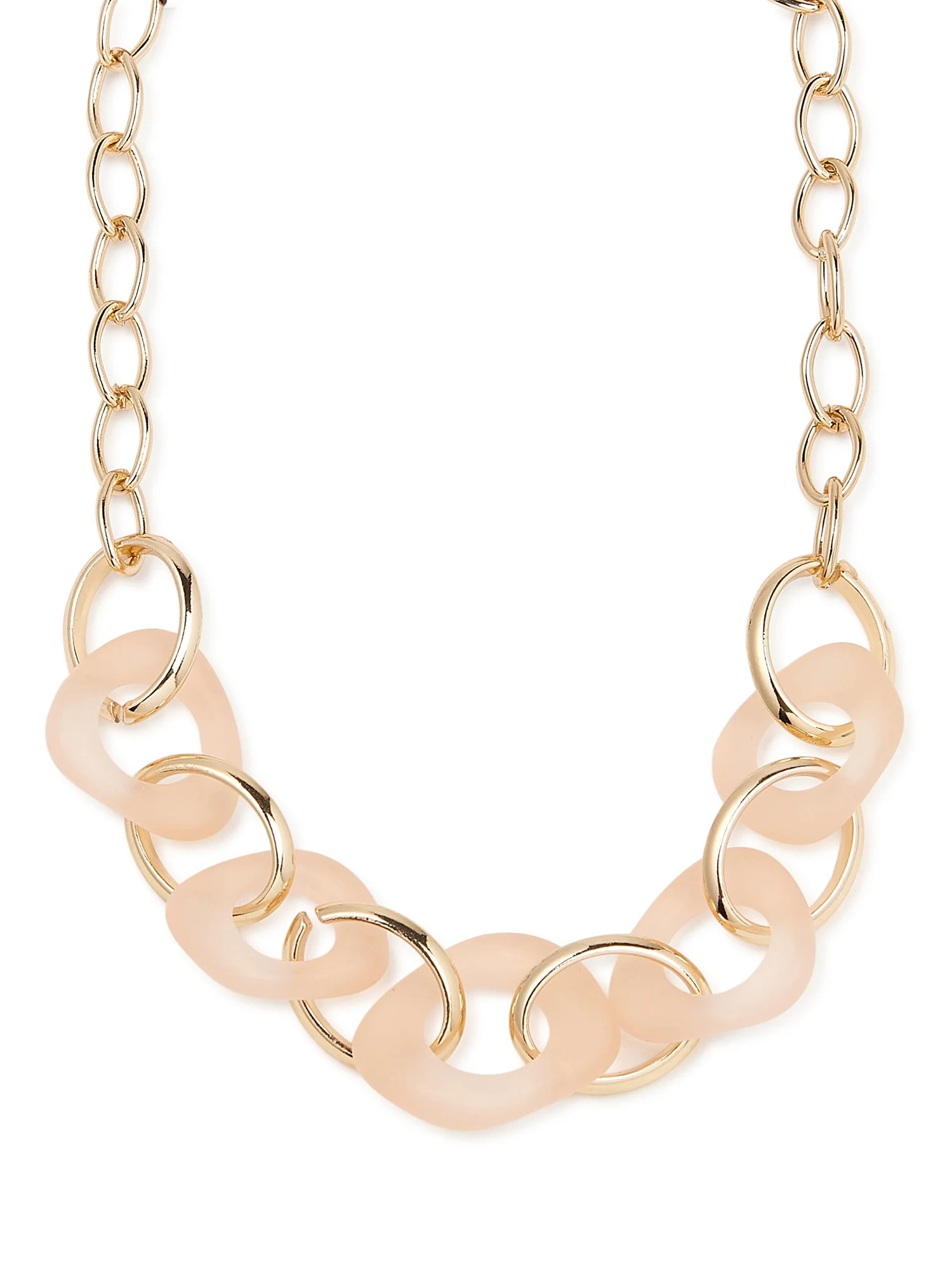 Time And Tru Women's Peach Acrylic Link Statement Necklace - Walmart.com | Walmart (US)