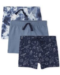 Baby Boys Space Print Solid And Tie Dye Knit Shorts 3-Pack | The Children's Place