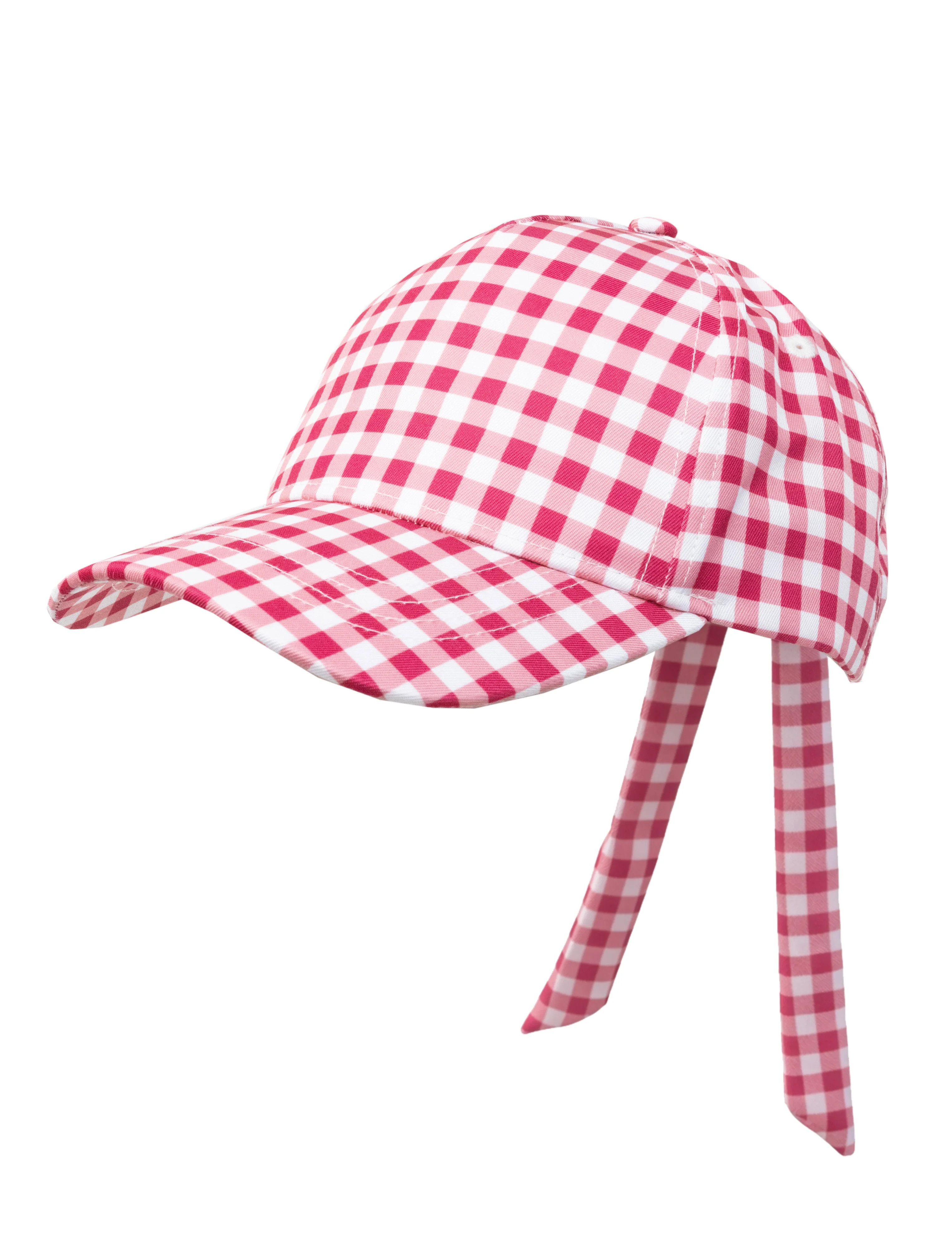 Wonder Nation Girls Baseball Hat, Red and White Gingham Print Tie Back | Walmart (US)