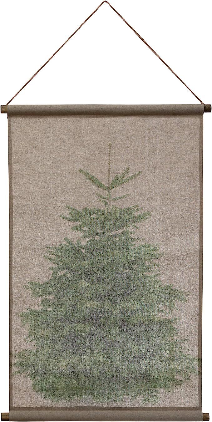 Creative Co-Op 25-1/4"W x 37-3/4"H Canvas & Wood Scroll Décor w/Christmas Tree & Jute Hanger Wal... | Amazon (US)