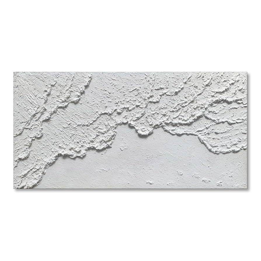 White Textured Ocean Wave Painting Handmade Contemporary Modern Beach Wall Art Abstract Painting ... | Amazon (US)