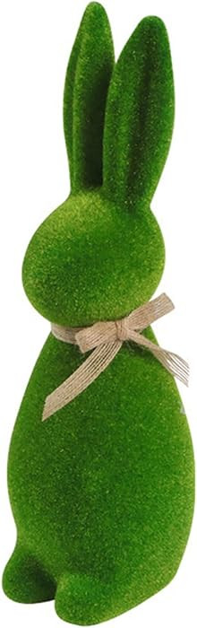 Easter Moss Bunny Figurine Green Flocked Rabbit Statue; Artificial Spring Animal Sculpture for Ho... | Amazon (US)
