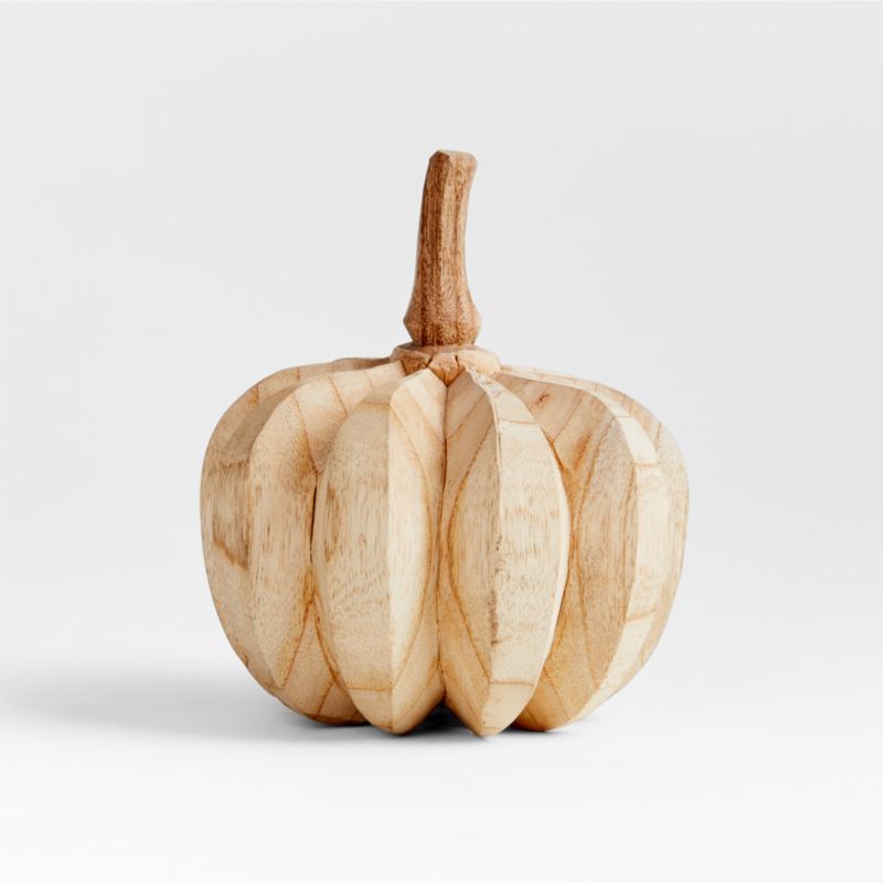 Small Wood Pumpkin | Crate and Barrel | Crate & Barrel