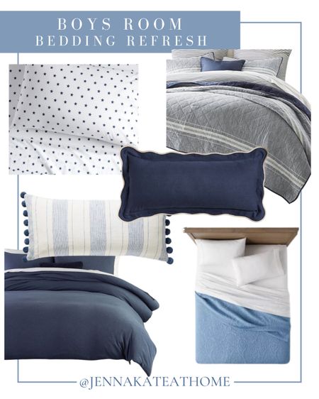 Update your little boys bedroom with new bedding, comforter, sheets, and decorative pillows. Blue and white coastal theme kids room.

#LTKFamily #LTKHome #LTKKids