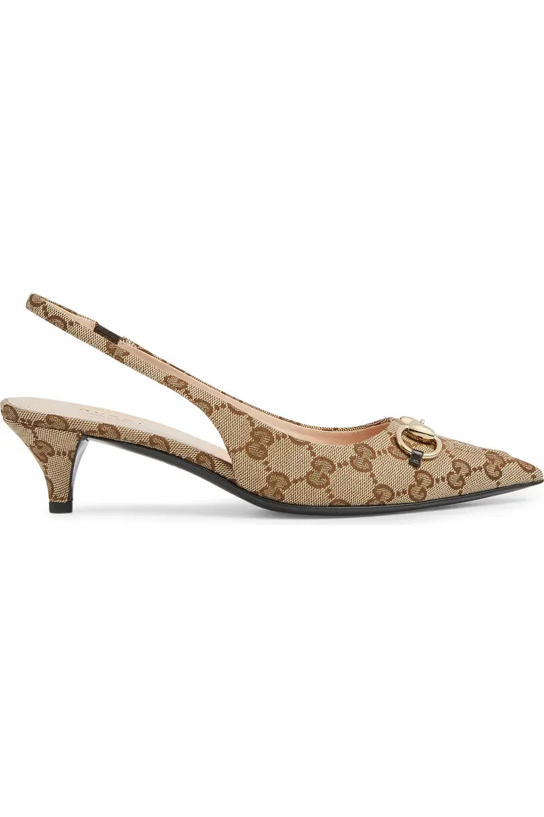 GG Supreme Canvas Kitten Heel Slingback Pump (Women) | Nordstrom | Nordstrom