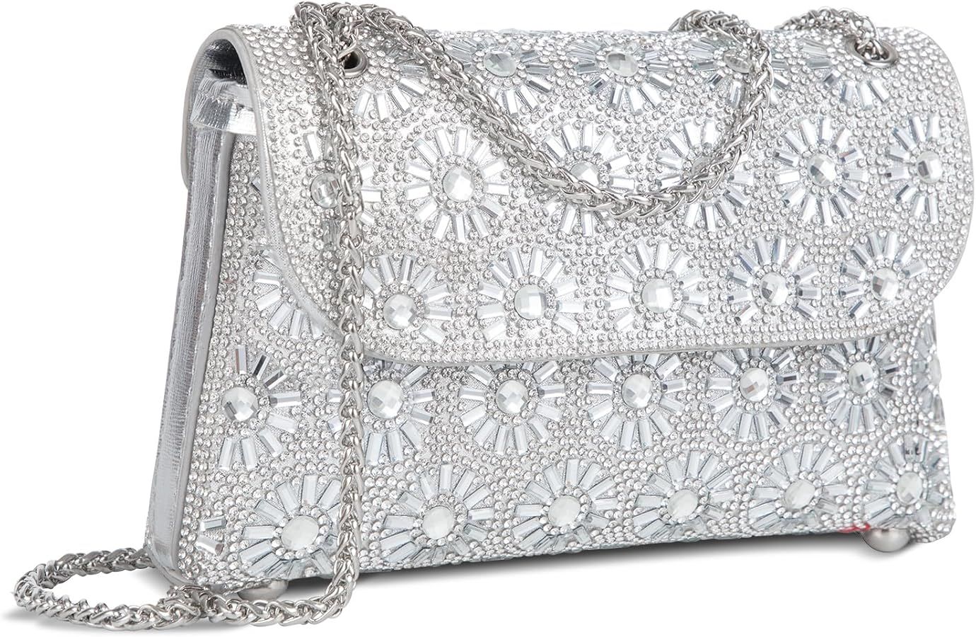 Shoulder Bag Crossbody Handbags Crystals Sparkling Rhinestone Clutch Purse for Women Evening Bag ... | Amazon (US)