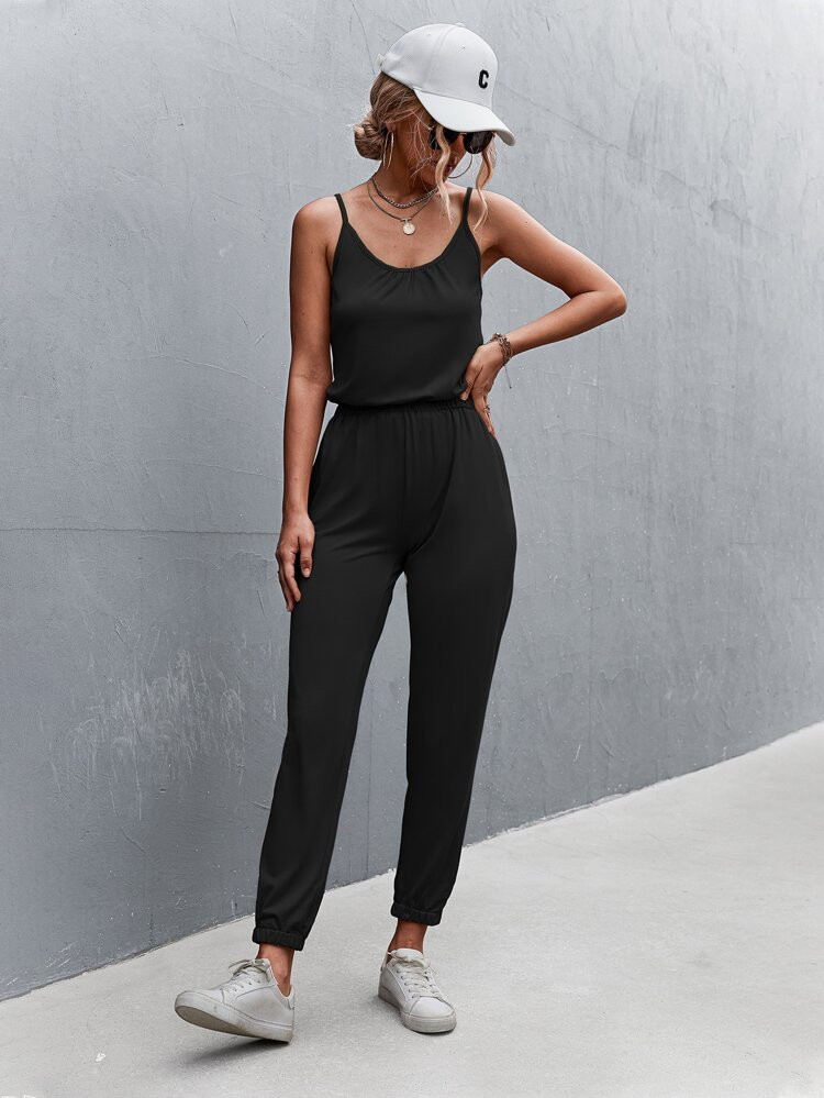 Solid Adjustable Strap Cami Jumpsuit | SHEIN