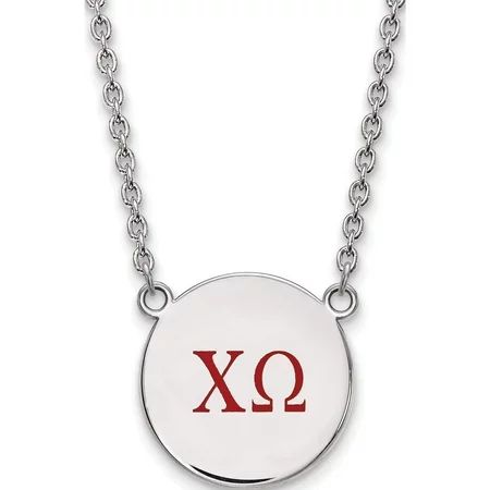 Sterling Silver Rh-Plated Logoart Chi Omega Large Enl Pend With Necklace (18 X 19) Made In United St | Walmart (US)