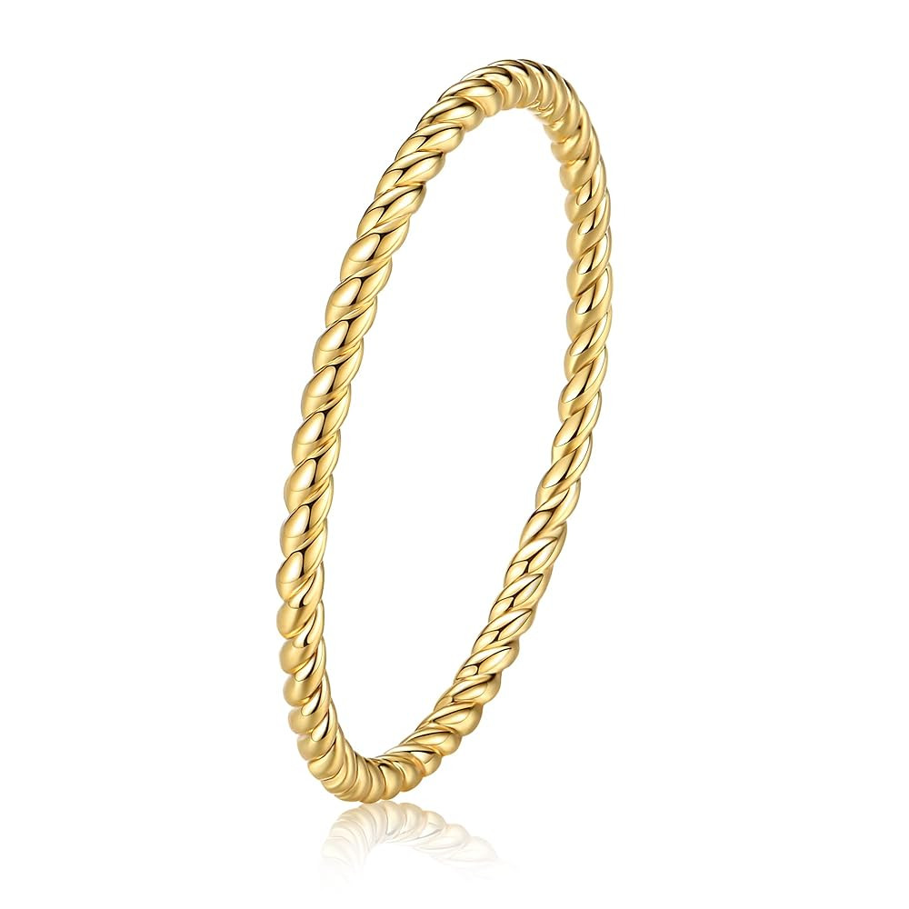 Me&Hz 14K Gold Plated Stacking Rings for Women 1mm Ultra Thin Twist Rope Band Gold Stack Ring Dai... | Amazon (US)