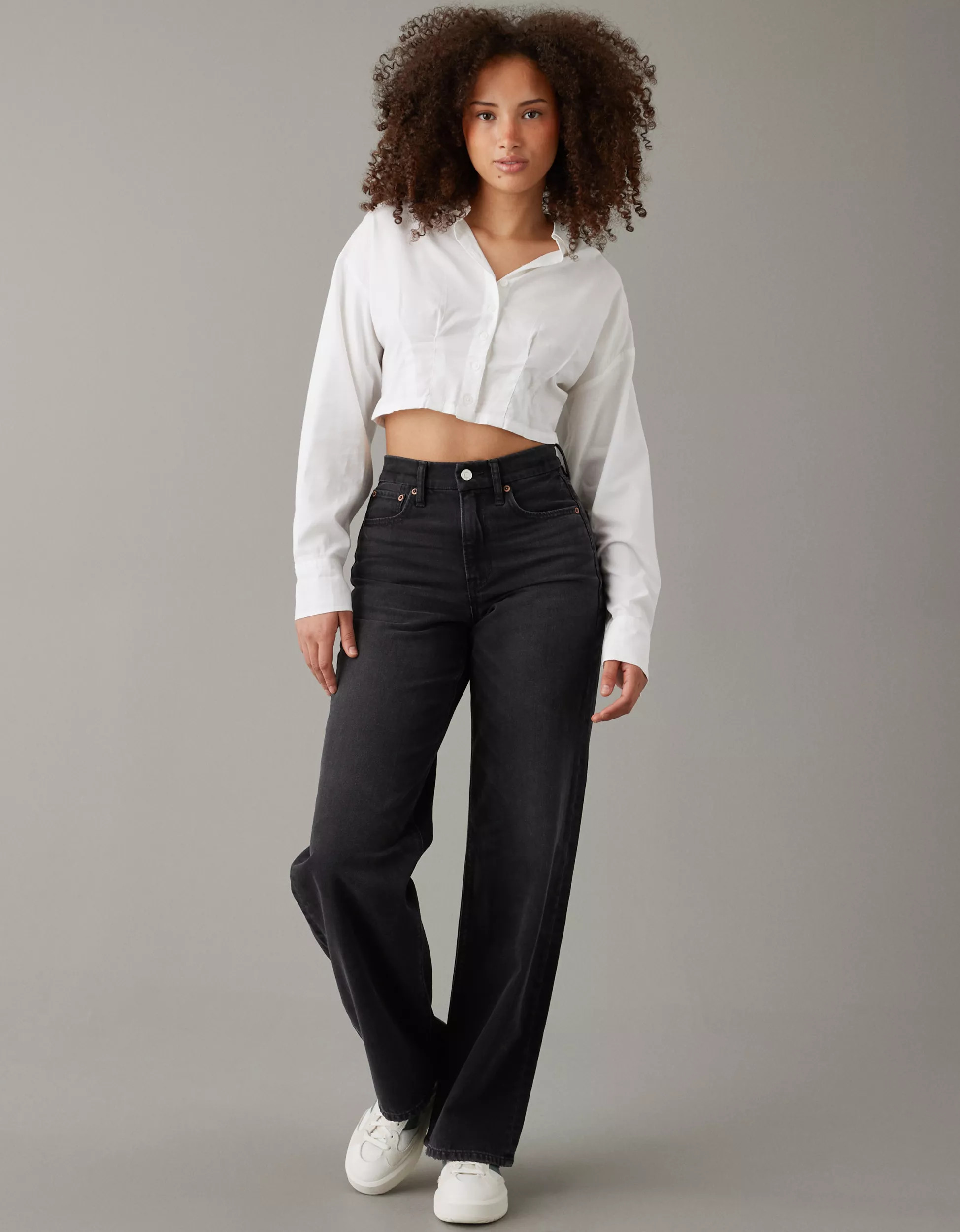 AE Strigid Curvy Super High-Waisted Baggy Straight Jean | American Eagle Outfitters (US & CA)